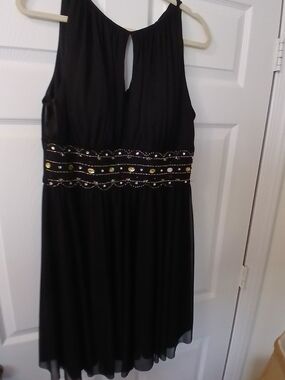 Jessica Howard Black Midi Dress with Embellished Waist